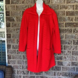 Vintage Milrank Open Cardigan Sweater Knit Womens  Red Size large Pockets 70’s